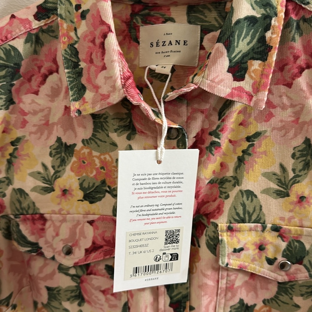 NWT Sézane Rayanna Shirt London Bouquet - Size 2
